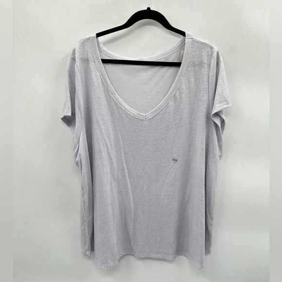 LANE BRYANT Grey V neck casual plus size short sleeve linen blend tee NWT 22/24 - Picture 1 of 12